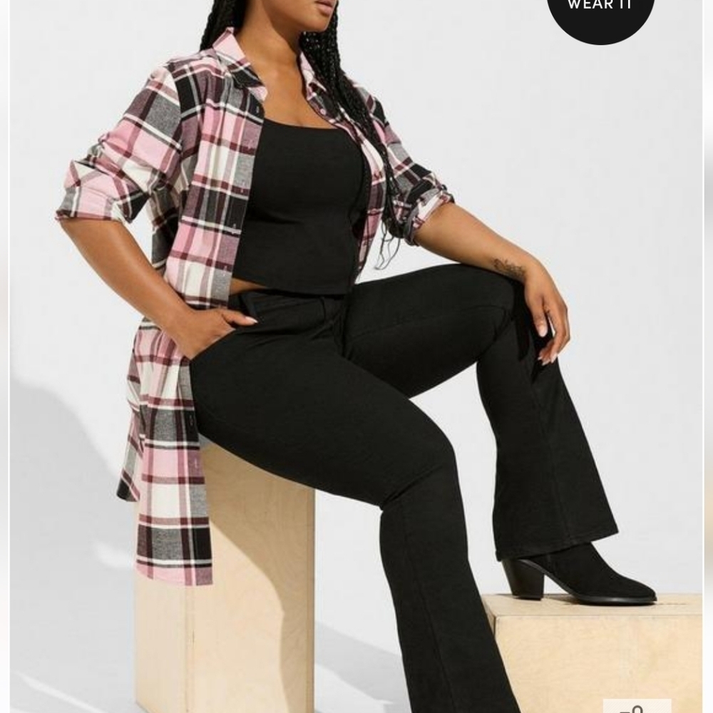🆕️🍁🍂 1X PINK PLAID FLANNEL MIDI SHACKET🍂🍁